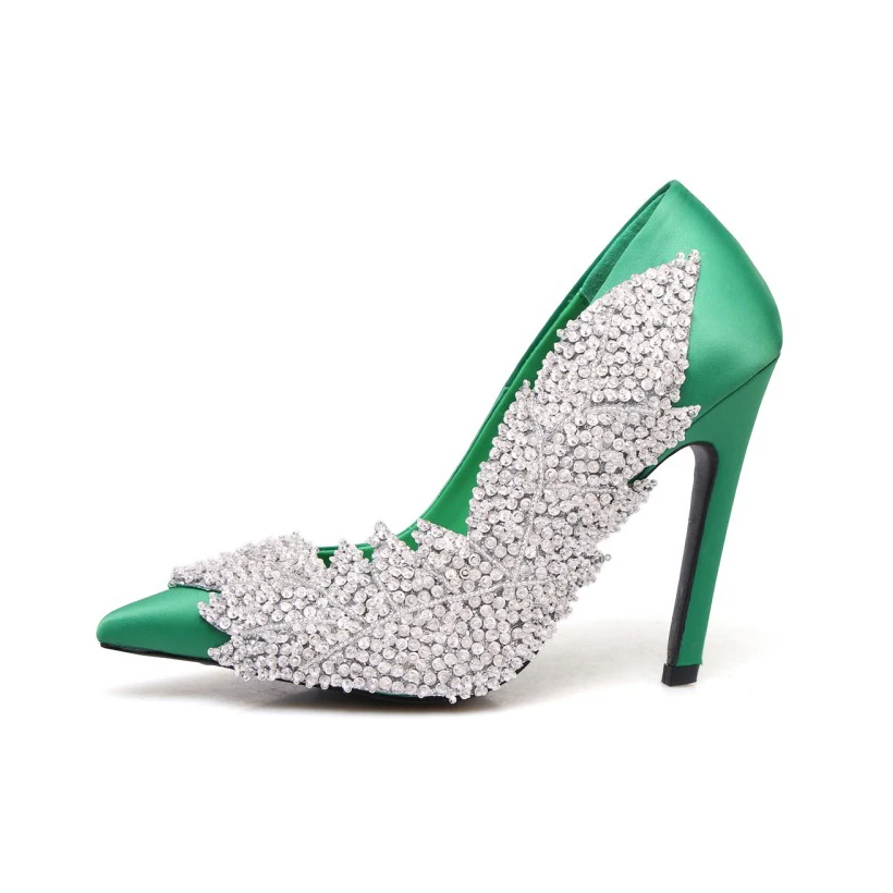 Luchfive/роскошные женские свадебные туфли лодочки со стразами и листом шелковые