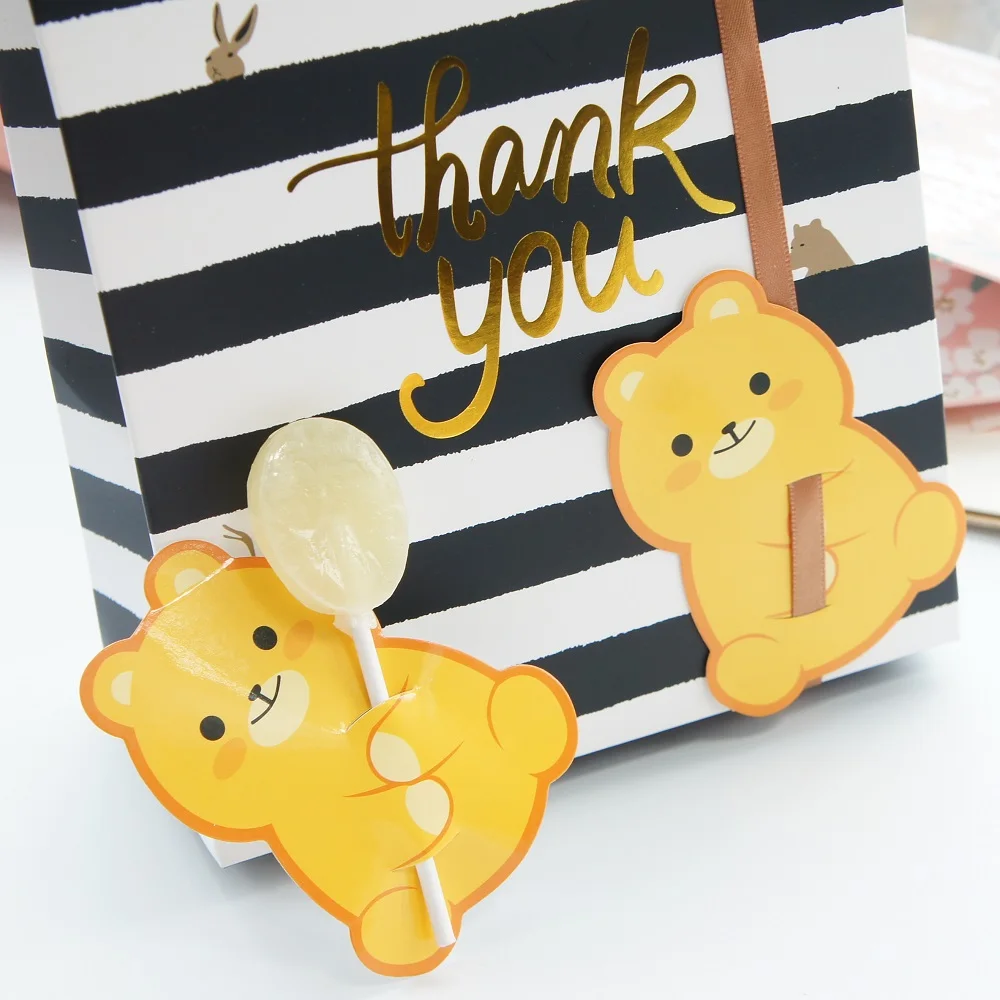 

new 25pcs lollipop cover Yellow bear design multi-use children birthday wedding candy decorate Christmas gift packaging tag