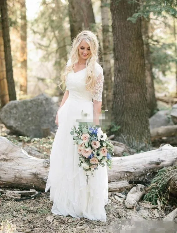 Пляжное свадебное платье Vestido De Noiva мусульманское A до силуэт свободного кроя с v