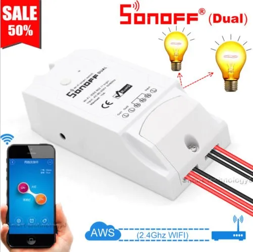 Itead Sonoff Двухкнопочный выключатель света Wifi умный Умный дом Пульт дистанционного