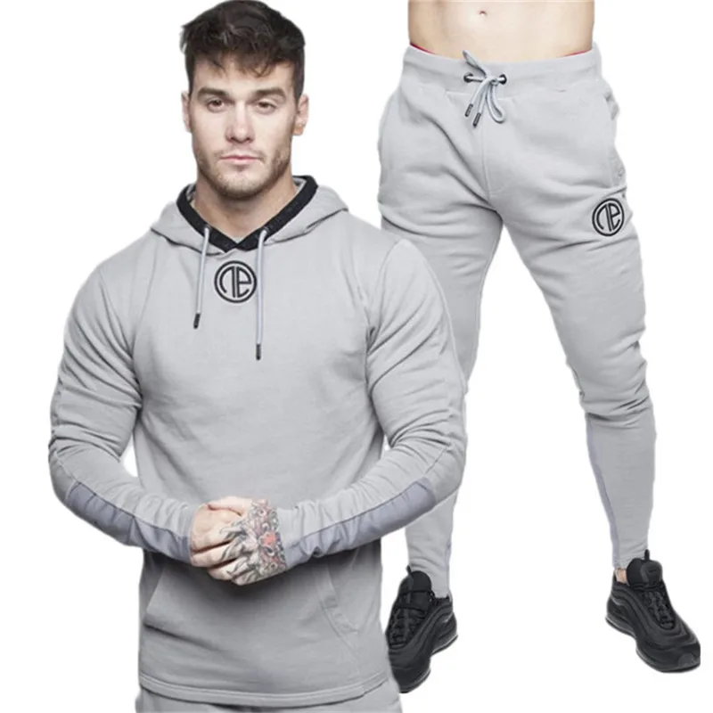 GYMAHXUN brands new Casual Tracksuit Suit Men Track Suits Set mens Sweatshirt Joggers Sweatpants Sets Jacket+Sweatpant | Мужская одежда