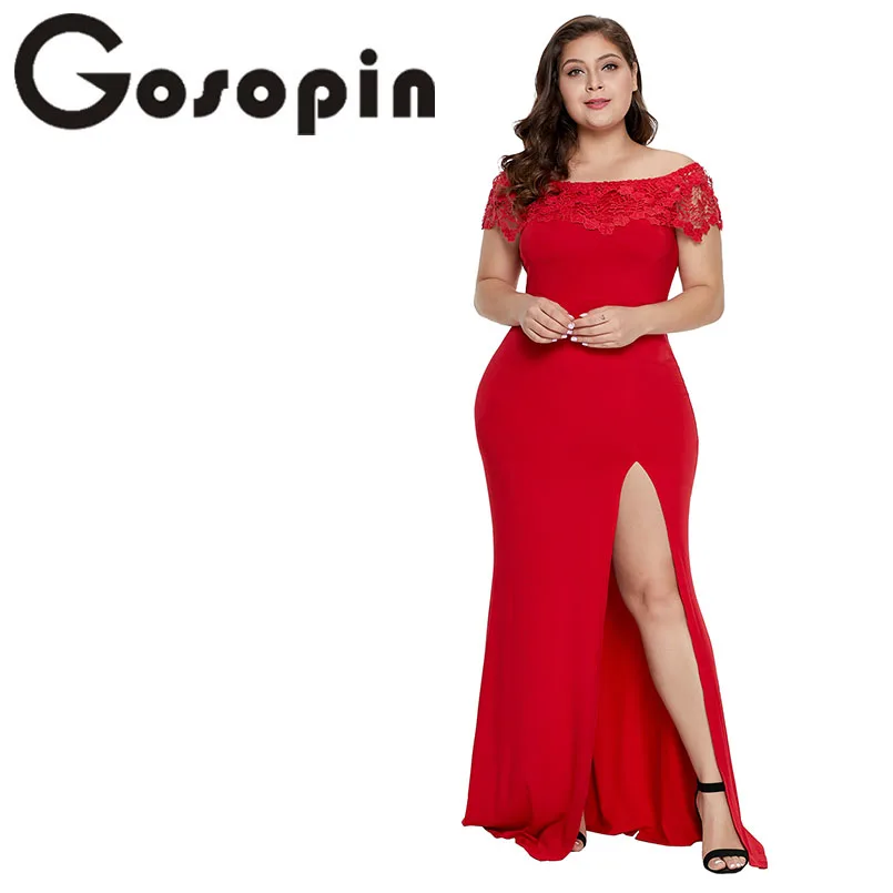 Gosopin с открытыми плечами пикантные вечерние платье плюс Размеры летняя изящная