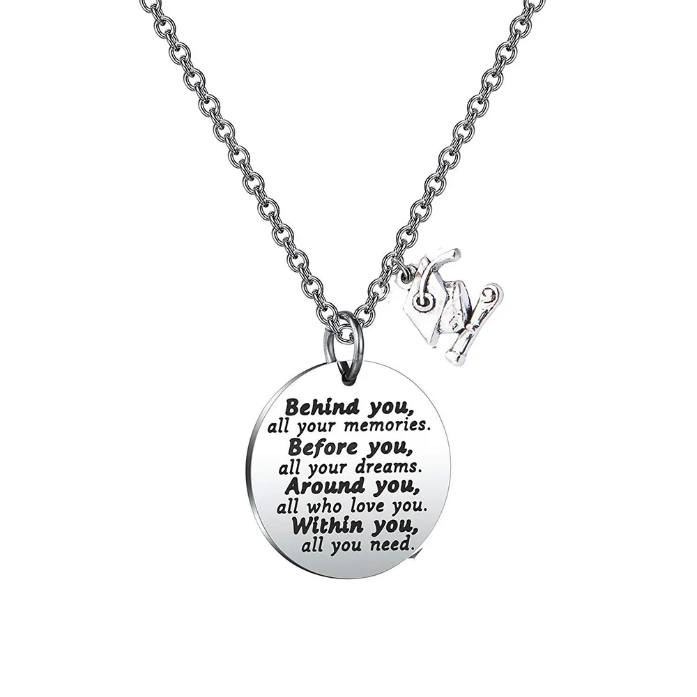 Yamily Graduation season gift behind you all need cap Phase box Stainless steel key chain necklace | Украшения и аксессуары