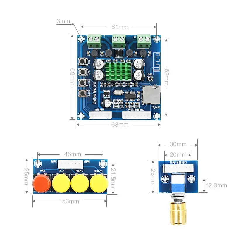 Lusya TF/Bluetooth цифровой усилитель 15 Вт* 2 стерео аудио усилитель с клавиатурой регулировки громкости DC 12-24 В T0670