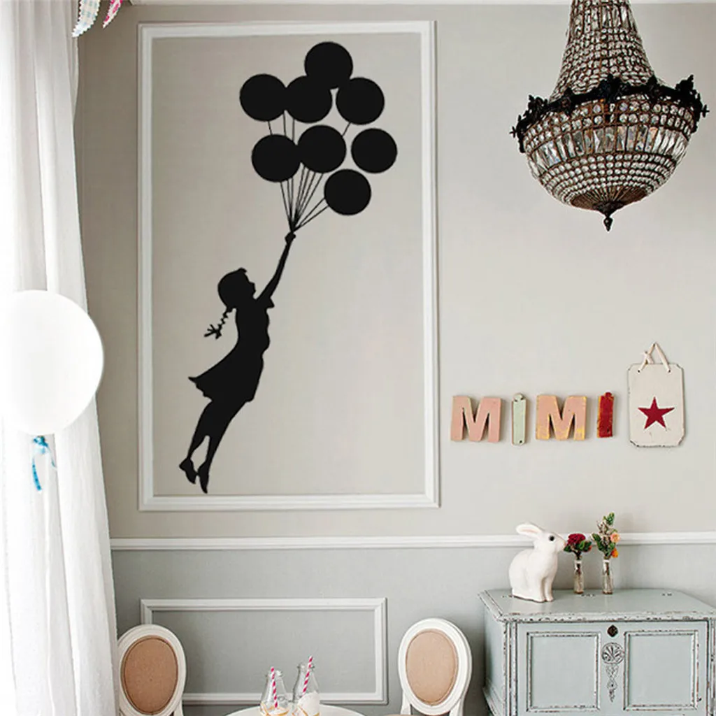 Наклейки на стену украшение для дома сделай сам воздушный шар девушка креативные