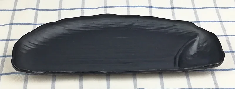 Black Frost Porcelain Imitation Rectangle Dish With Sauce Lattice Dinnerware Dinner Plate Japanese Cuisine Restaurant Tableware