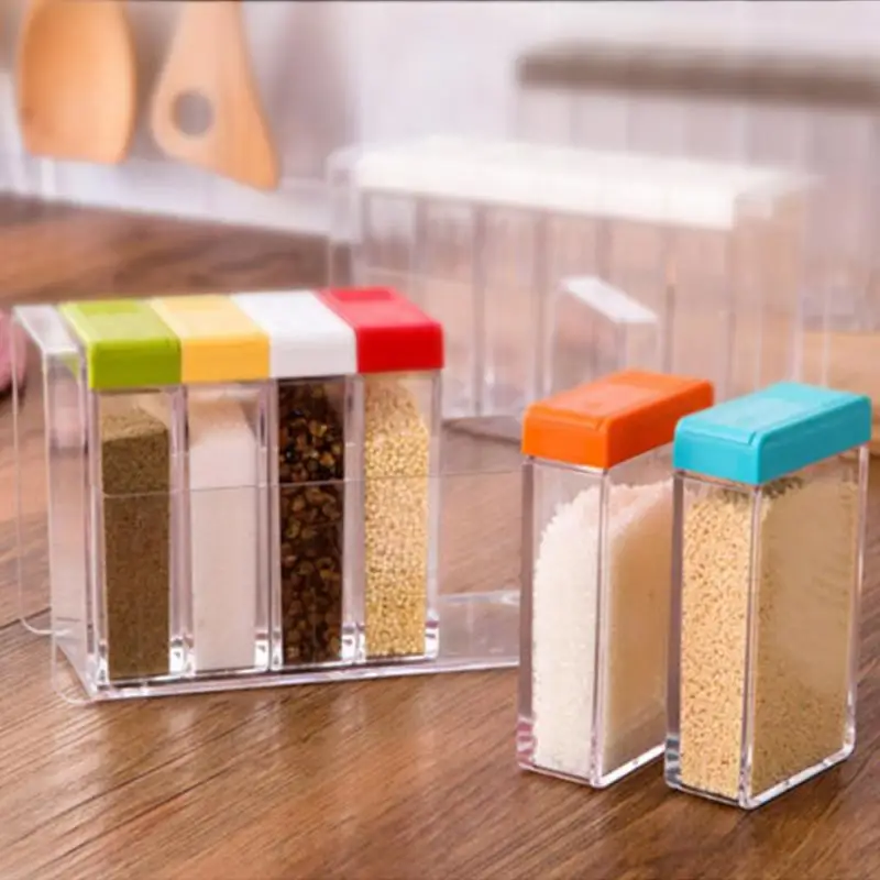 6 шт./компл. прозрачный Пластик приправ красочные приправы поле Кухня для