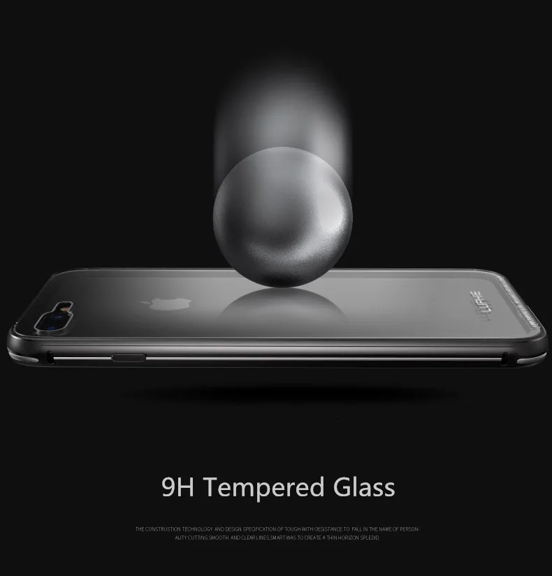 For iphone 7 8 8plus case LUPHIE Aluminum Bumper Case Plus Clear tempered glass Back Cover for 6 6S |