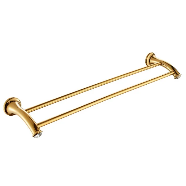 

FREE SHIPPING Ti-PVD gold Crystal DOUBLE towel bar