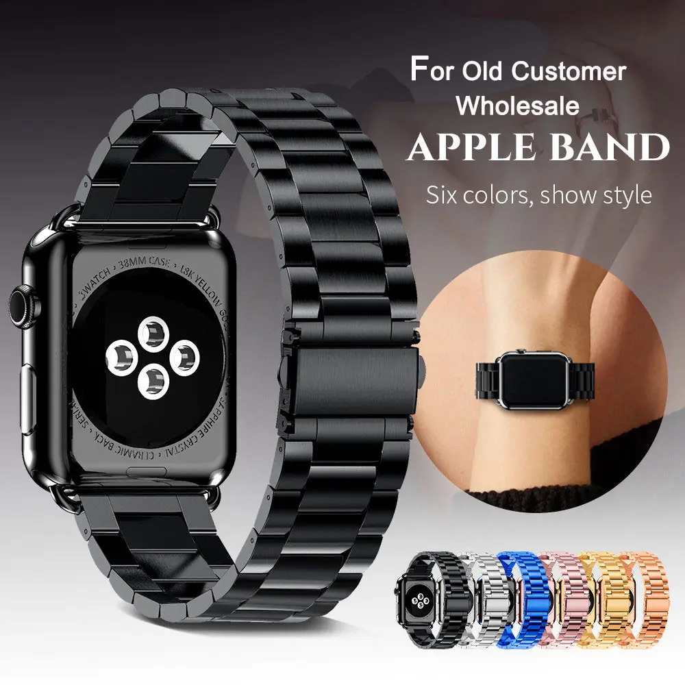 Новое качество Нержавеющая сталь ремешок для Apple Watch Группа Спорт edition черный