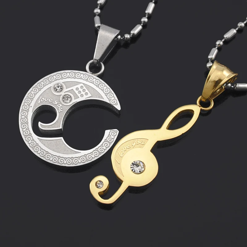 ATGO тройной Кристалл Стразы кулон из нержавеющей стали Примечание хип-хоп цепь