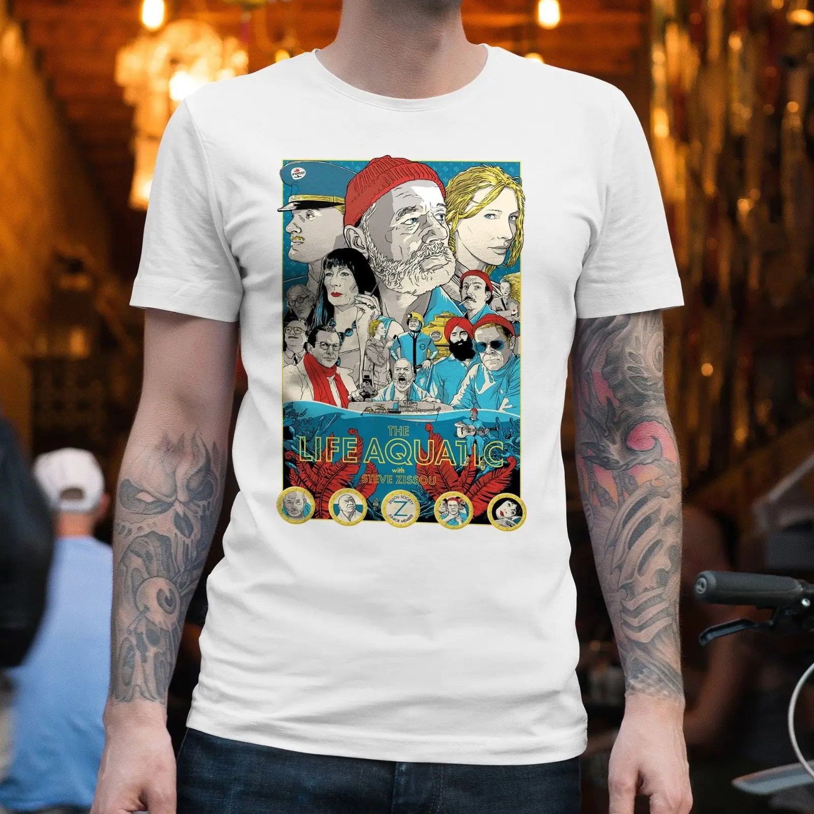 Футболка унисекс с надписью LIFE AQUATIC | Steve Zissou Wes Anderson культовый фильм Хорошее