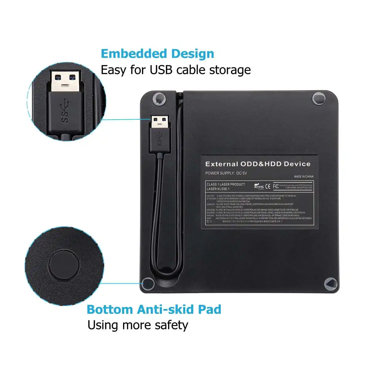 Новый стиль Белый Внешний USB3.0 DVD RW CD писатель Тонкий привод горелки ридер плеер