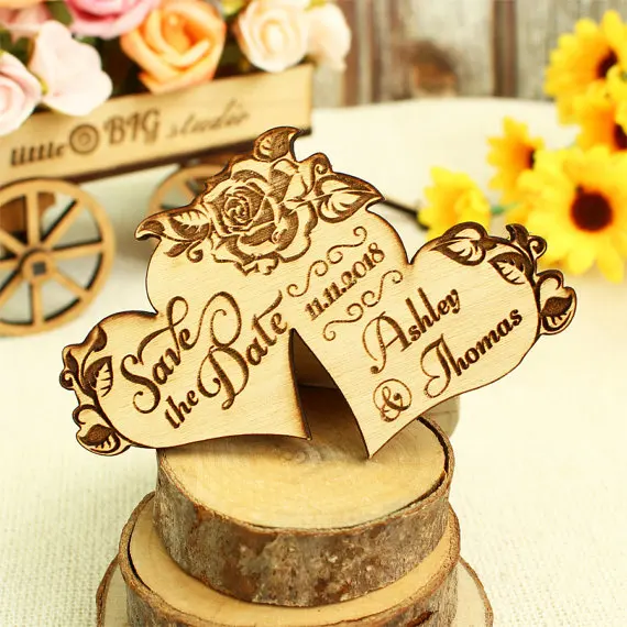 Персонализированные сердца сохранить дату дерево пользовательские свадебные