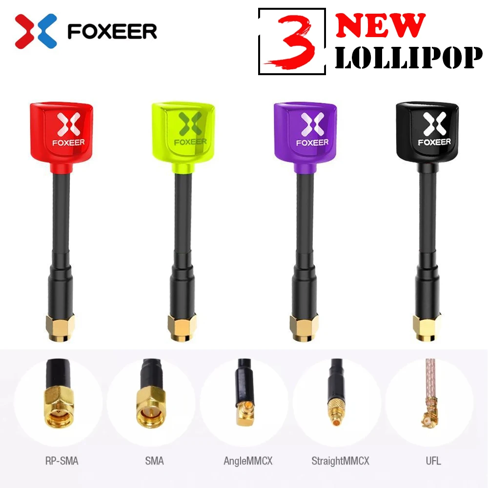 Foxeer Lollipop 3 V3 антенна 5 8 Г 2.3dbi VTX RHCP SMA RPSMA UFL прямой/угол MMCX FPV для FatShark Skyzone AOMWAY|Детали