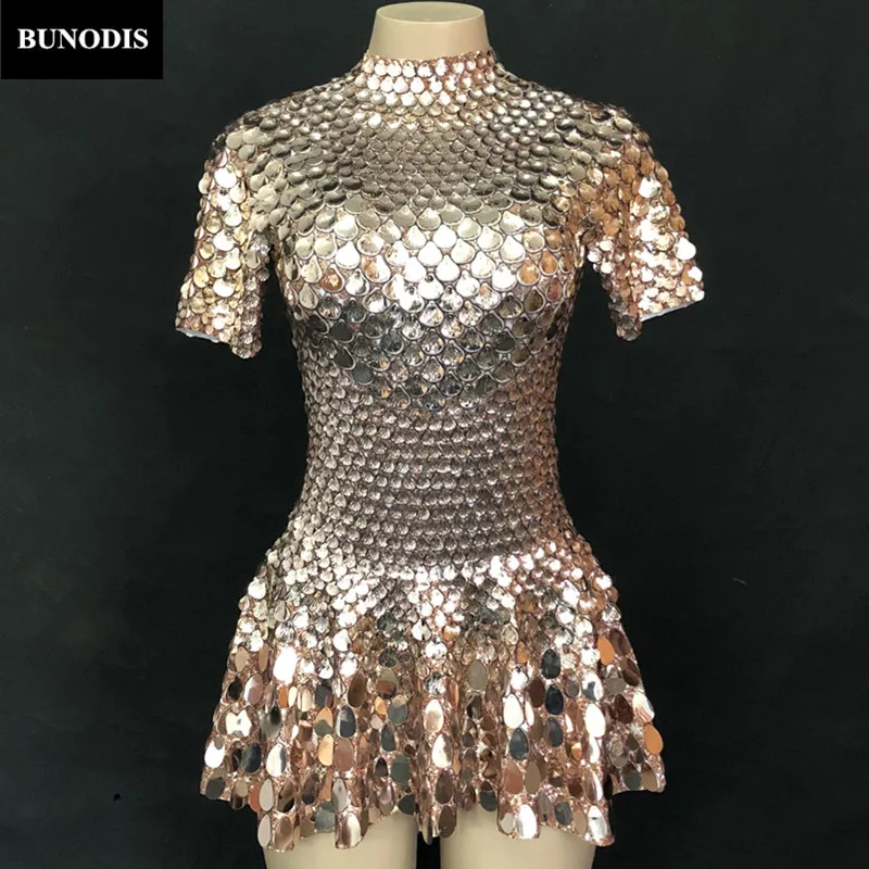 Женская Блестящая короткая юбка ZD248 блестящая металлическая для ночного клуба