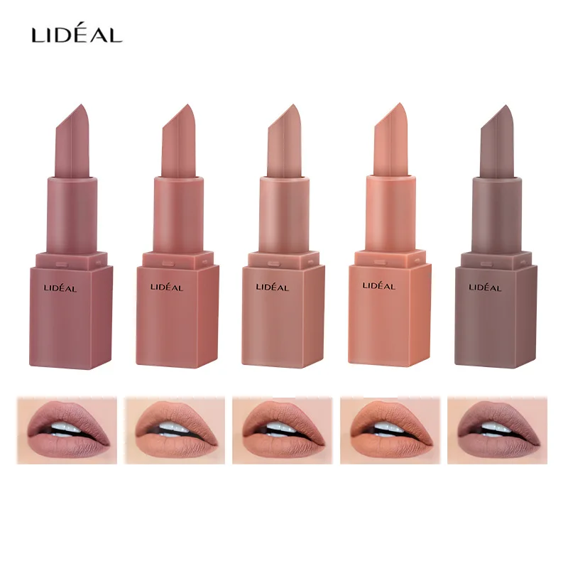 LIDEAL 5pcs/set Mini Long Lasting Lipstick Cocoa Color Lips New Sale 1(SET)5 Colors None-stick Cup Portable Cosmetics |