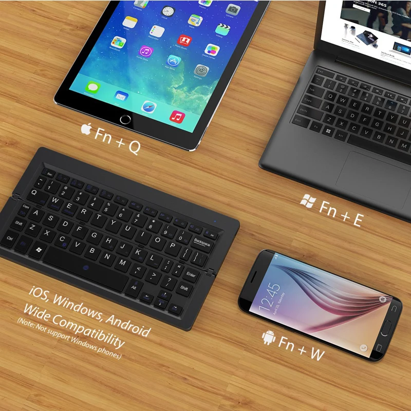 Landas Беспроводная складная клавиатура Bluetooth карманная складная клавиатура ПК для IOS Android Windows Sumsang настольный компьютер