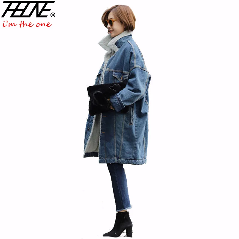 Зимний женский джинсовый жакет Пальто Джинсовая длинная парка Женская верхняя