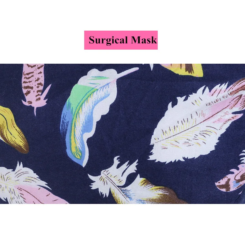 Surgical Mask Регулируемая Шапочка медсестры унисекс из хлопка с принтом перьев эластичная задняя часть медицинская Кепка больница медицинская Рабочая кепка s - Цвет: Surgical Mask