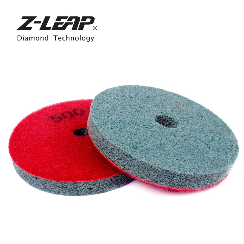 Z-LEAP, 2 шт., 4 дюйма, алмазные губки, полировальные диски, полировочные диски, камень, гранит, мрамор, абразивные волокна, нейлон, влажные шлифовальные колодки