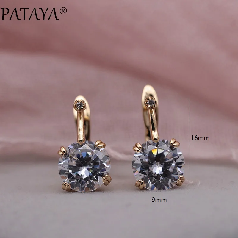 Женские круглые висячие серьги PATAYA темно синие из розового золота 585 пробы с