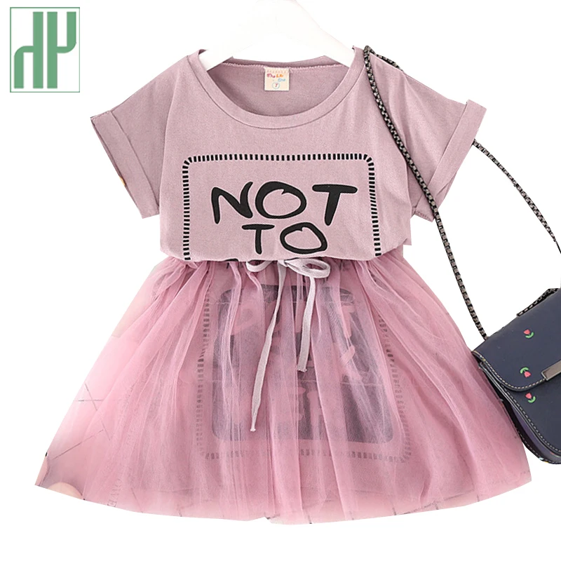 Toddler Girls summer dresses 2018 Letter Printed Mesh ball gowns for children wedding lace party dress beach kids elegant | Детская