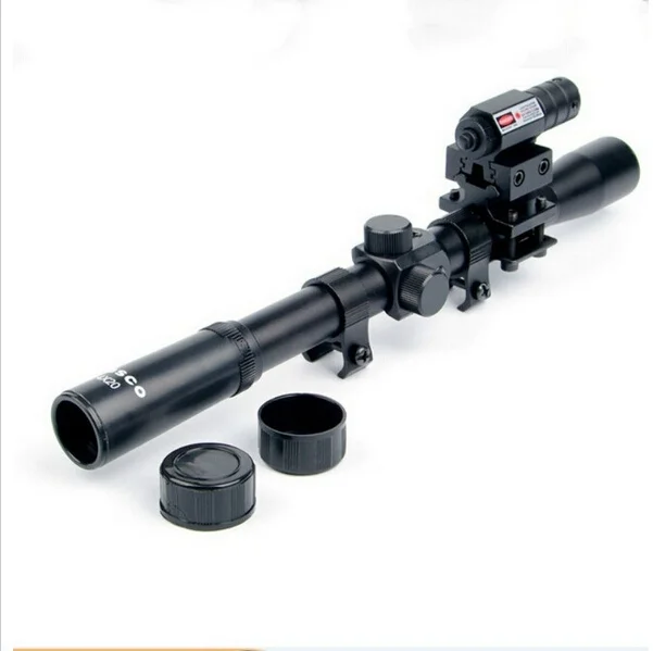 Охотничий Тактический red dot laesr 4x20 Воздушный пистолет винтовка Оптика прицел Caza тактический прицел+ 20 мм рельсовые крепления+ красный точечный лазерный прицел