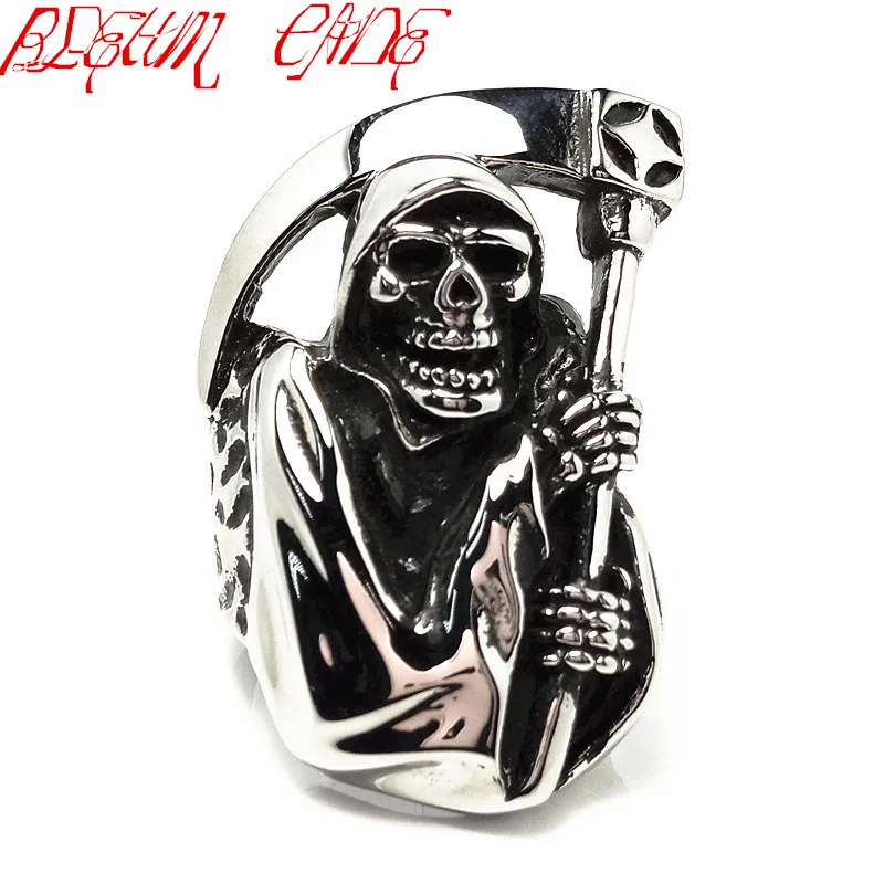 

Punk Rock Death Sickle Skull Ring Stainless Steel Vintage Nightclub Ring Casting Jewelry