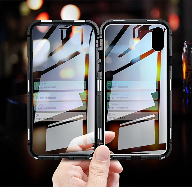 Магнитный чехол для iphone XS Max 360 дюйма передний + задний двусторонний 9H из