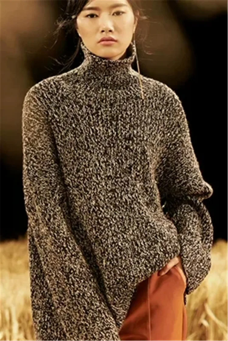 100% hand made pure cashmere knit women fashion turtleneck solid shawl sleeve pullover sweater customized | Женская одежда