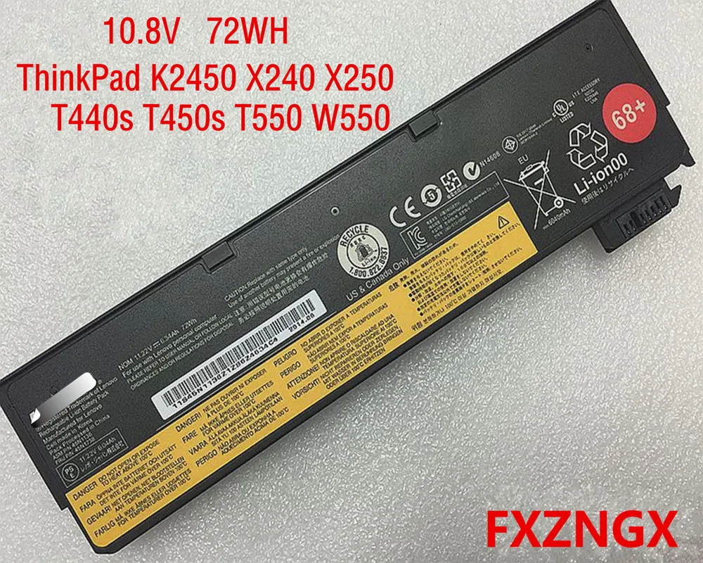 10,8 V 72Wh Натуральная Для lenovo Батарея K2450 ThinkPad X240 X250 T440s T450s T550 W550
