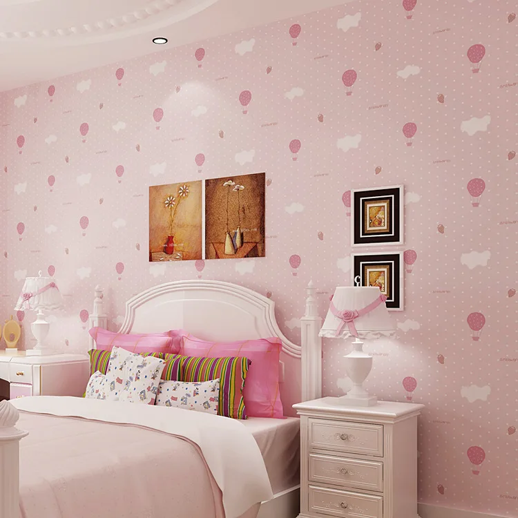 

Warm plain pastoral non-woven wallpaper The bedroom cartoon balloon male girl children room background wallpaper