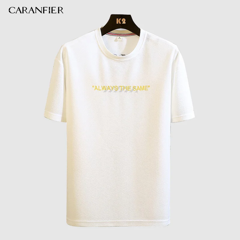 CARANFIER Men's T-Shirt Short New Letter Pattern Polyester Spandex Street Sports Casual Loose Summer Couples Hot Trends | Мужская