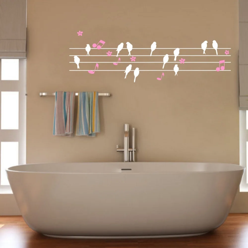 Виниловые наклейки на стену для гостиной дома с птицами цветами музыкальными
