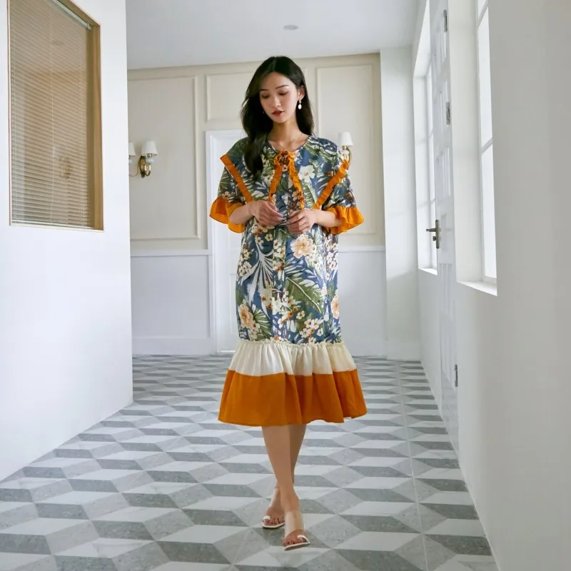 Женское платье с расклешенными рукавами LANMREM Повседневное в стиле ретро