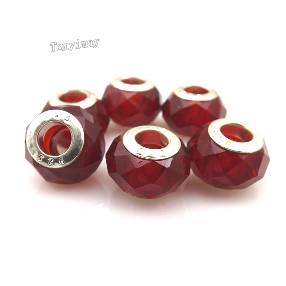 Оптовая продажа 100 шт европейские очаровательные бусины темно красные граненые