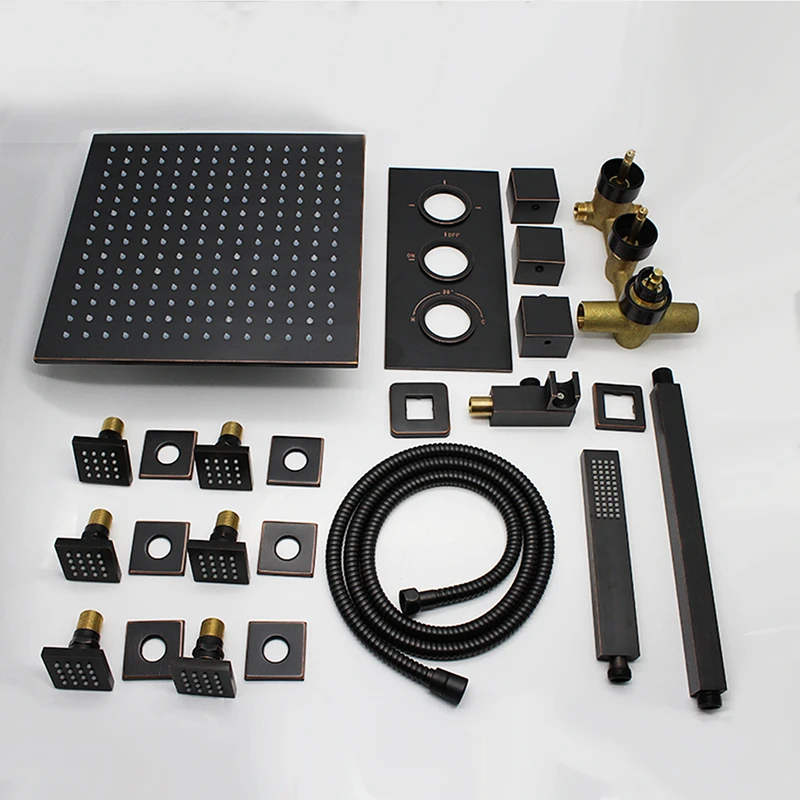 Hongdec роскошный светодиодный 12 дюймовый термостатический дождевой Душ система с