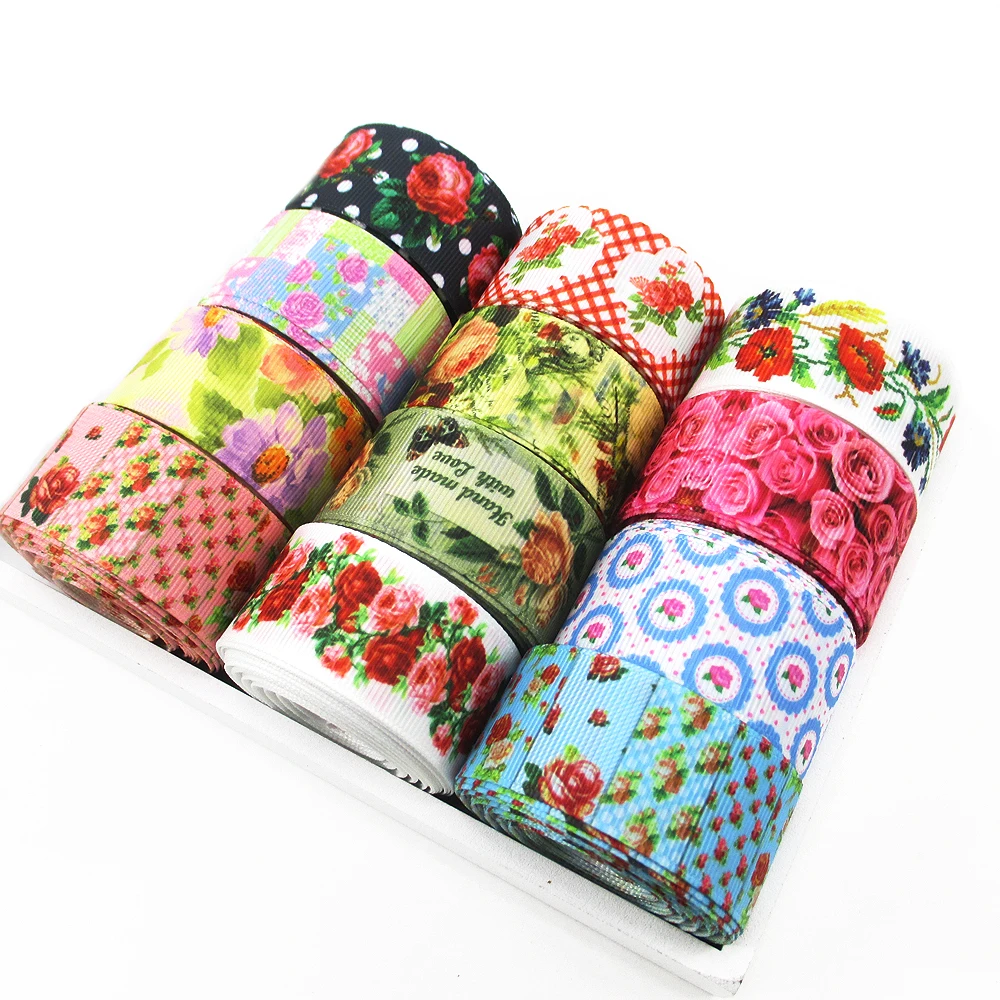 David accessories 1 &quot(25 мм) цветок серии розы Печатные Grosgrain ленты DIY головной убор и бант