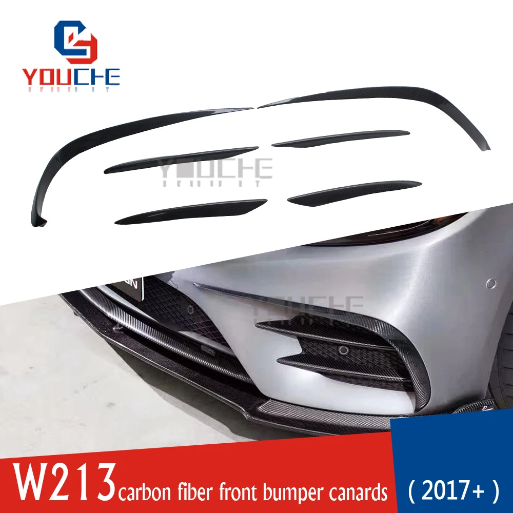 W213 углеродного волокна передний бампер сплиттер Canards для Mercedes E class W213 4-дверный седан AMG Линии Спортивные E300 E350 E400