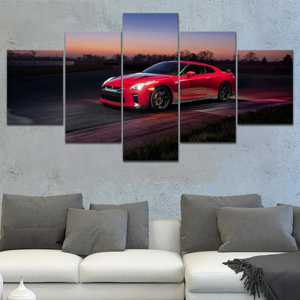 Картина на холсте современное настенное искусство 5 панелей пейзаж стиль Red GTR Track
