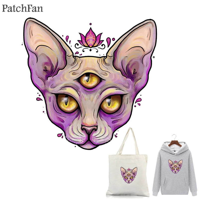 Patchfan кошка гладильная переводы нашивки тепла Пресс наклейки для семьи милые патч