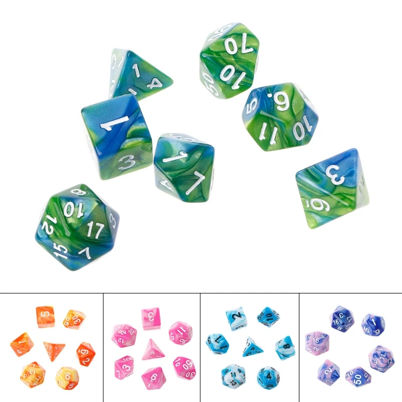 7 шт./компл. акриловые полигедрические кости для TRPG настольной игры|polyhedral dice|acrylic
