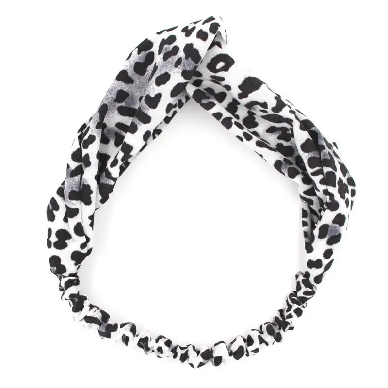 White Leopard Color Женская головная повязка леопардовые принты повязка на волосы "тюрбан" с перекрестным узлом эластичные резинки для волос модные спортивные аксессуары для волос для девочек - Цвет: White Leopard Color