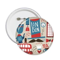 5pcs tower bus uk england landmark flag mark illustration pattern round pin badge button