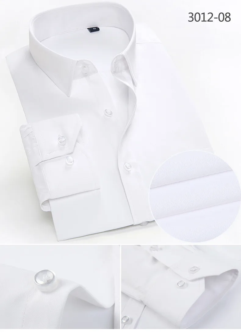 Однотонный длинный рукав Для мужчин платье рубашка Slim Fit Мужской Повседневное рубашки для бизнеса, торжественных случаев Camisa Masculina белого и синего цвета красный черный, розовый