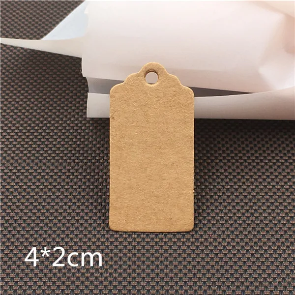 4x2cm brown 100 шт многоформенная крафт-бумага подарочные Висячие картонные ярлыки этикетки для одежды открытки круглые и в форме сердца цена Пустые бирки - Color: 4x2cm brown