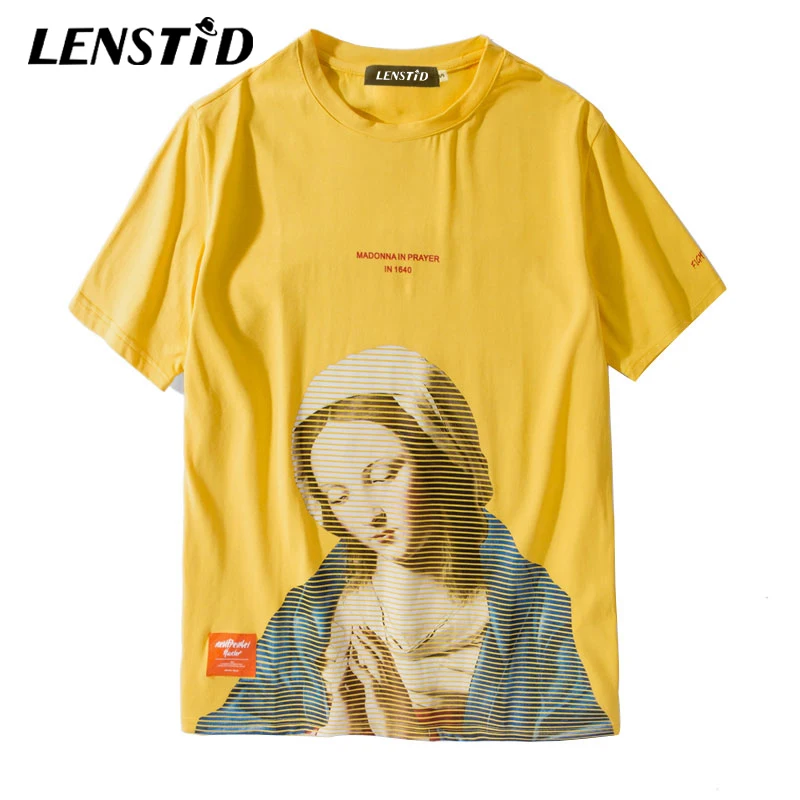 LENSTID футболки с изображением Мадонны в молитве забавная Дева Мария мужские