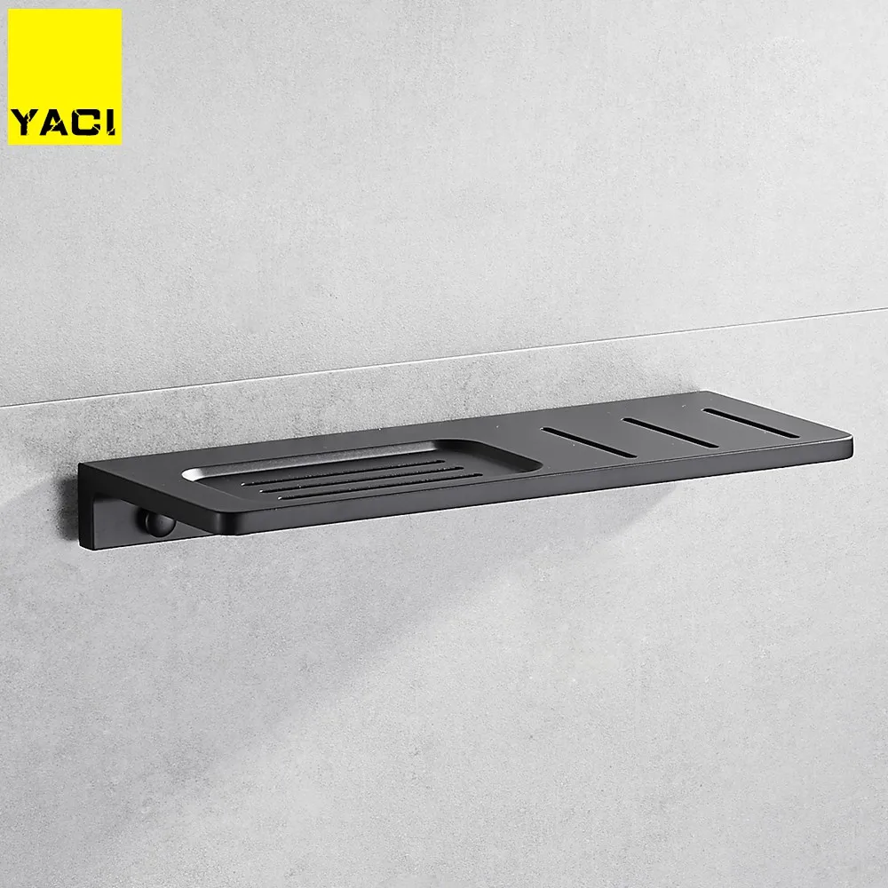 YACI Space Aluminum Black Soap Dish Wall Mounted Bathroom Accessories Product Holder Tray Rack | Обустройство дома