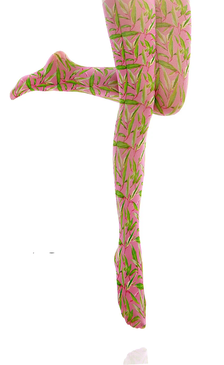 Колготки с принтом зеленых листьев 2018 | Женская одежда